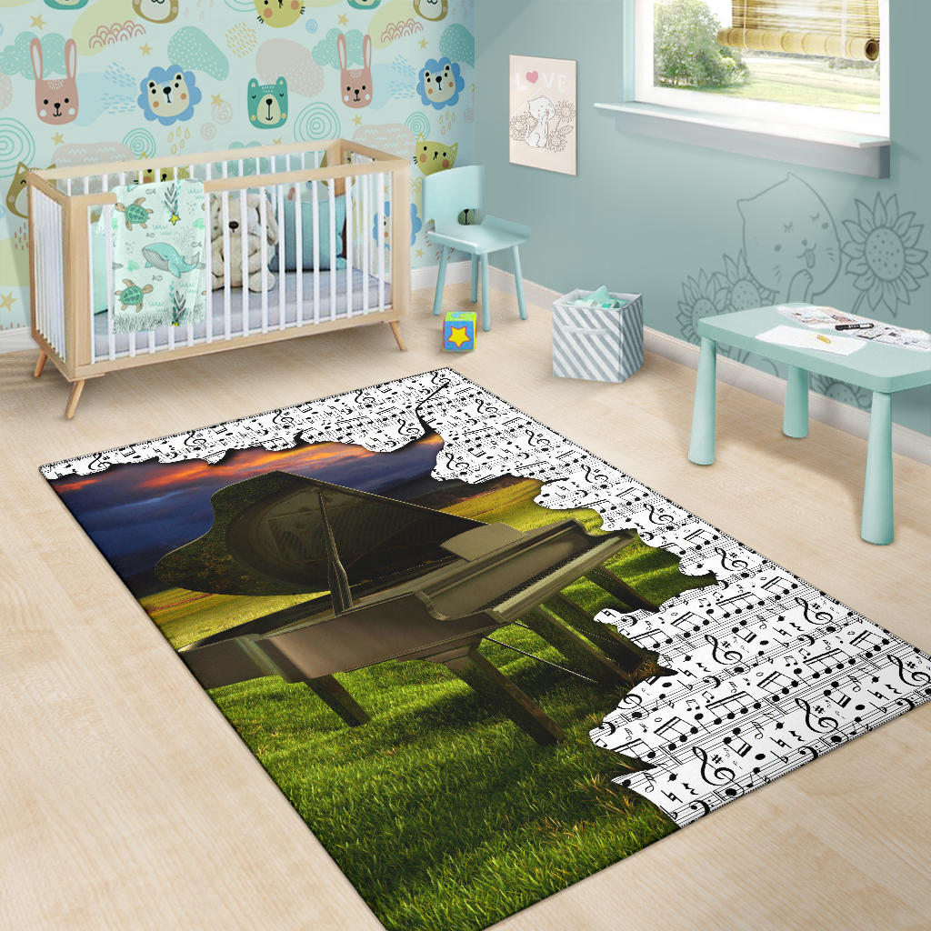 Grand Piano And Music Area Rug