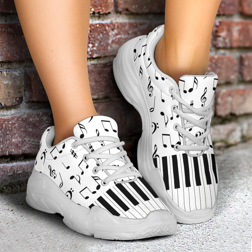 Piano Keys With Music Notes Chunky Sneakers