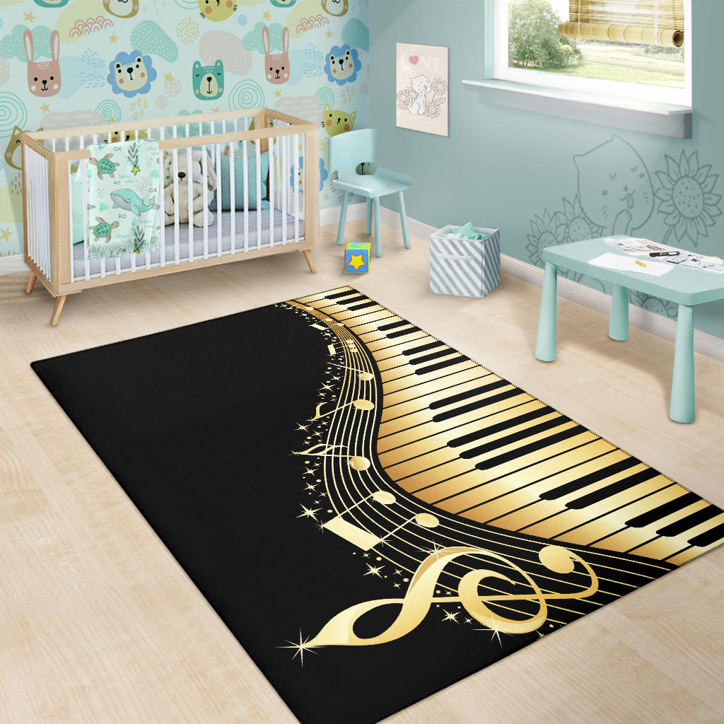 Piano Keys With Music Notes Area Rug