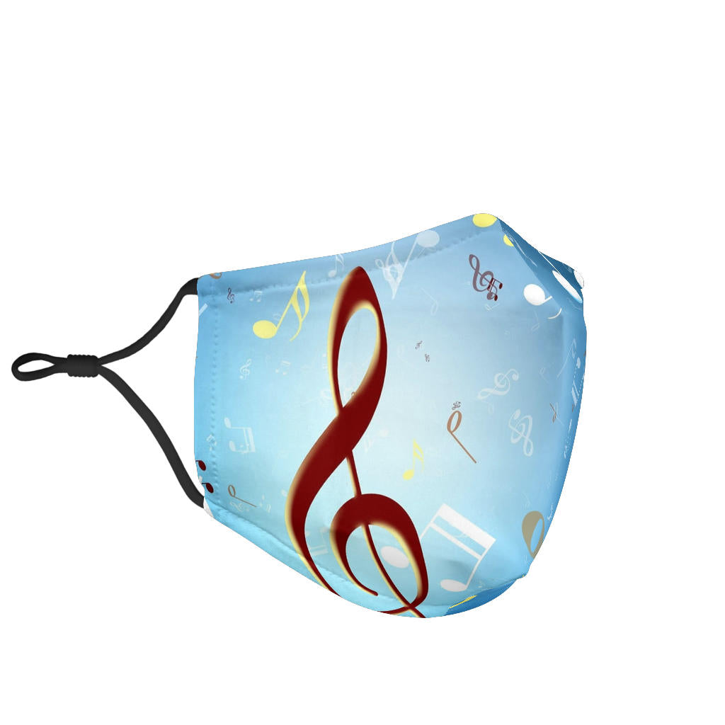 Music Notes Light Blue Face Mask