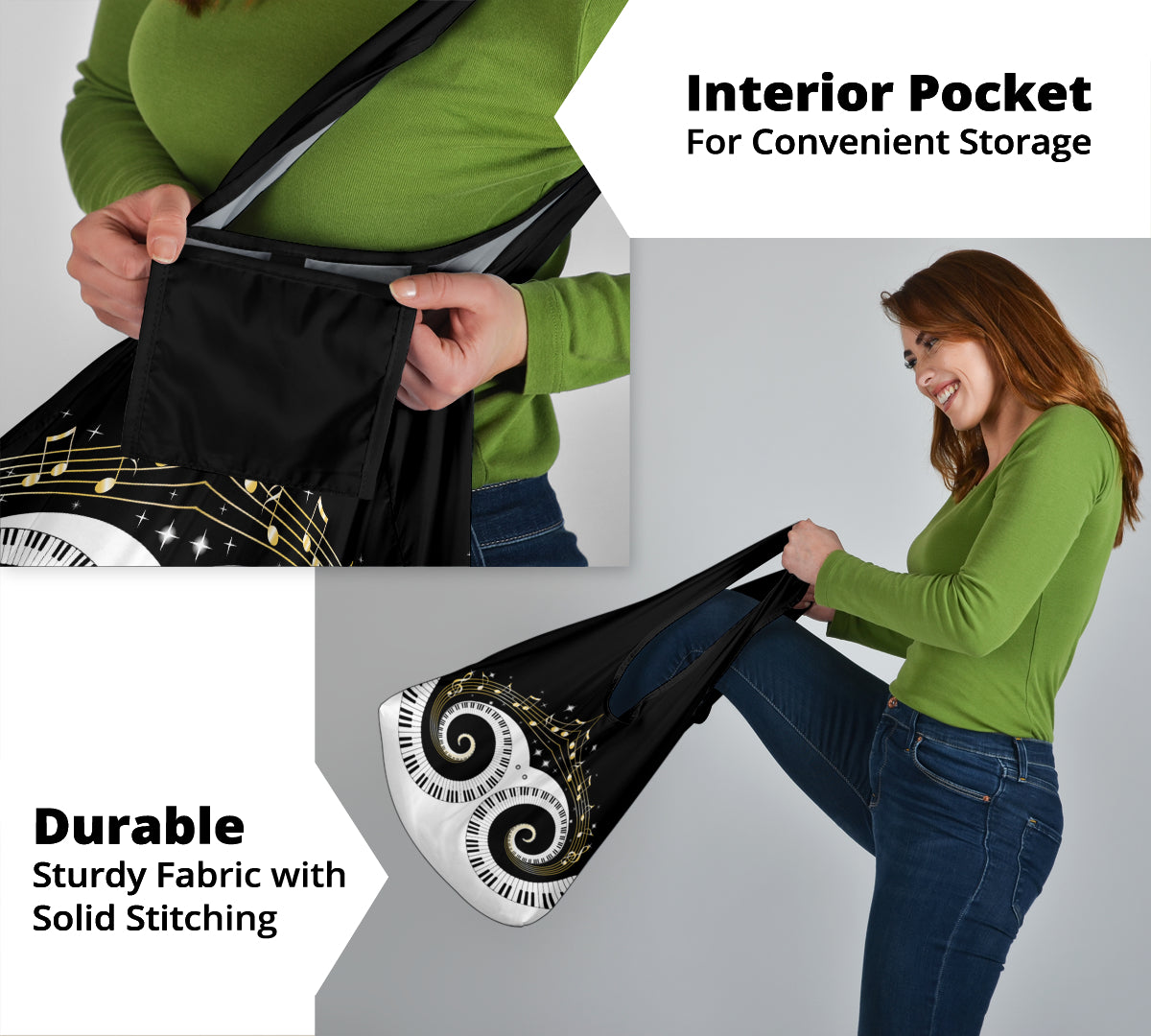 Piano Keys Art Musical Notes Grocery Bag 3-Pack