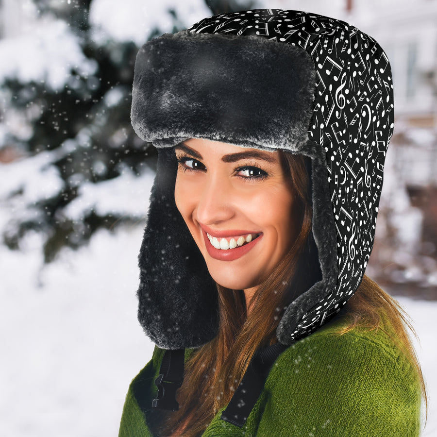 Music Notes Seamless Trapper Hat