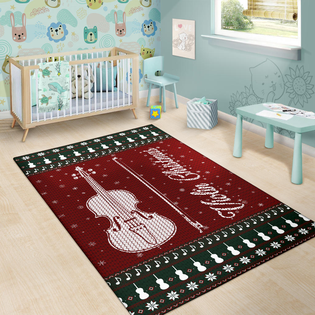 Violin Christmas Snowflake Area Rug