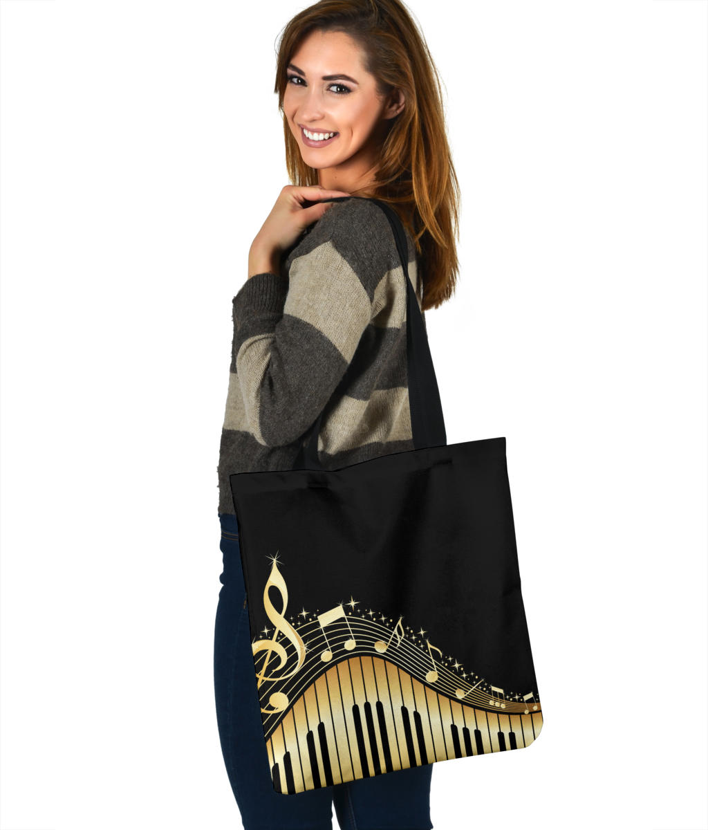 Piano Keys With Musical Notes Tote Bag