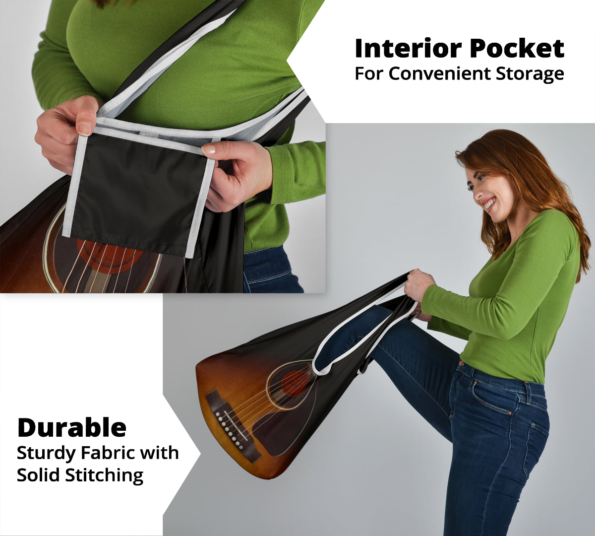 Black Wood Guitar Grocery Bag 3-Pack