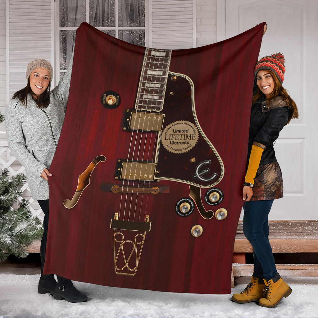 Red Electric Guitar Premium Blanket