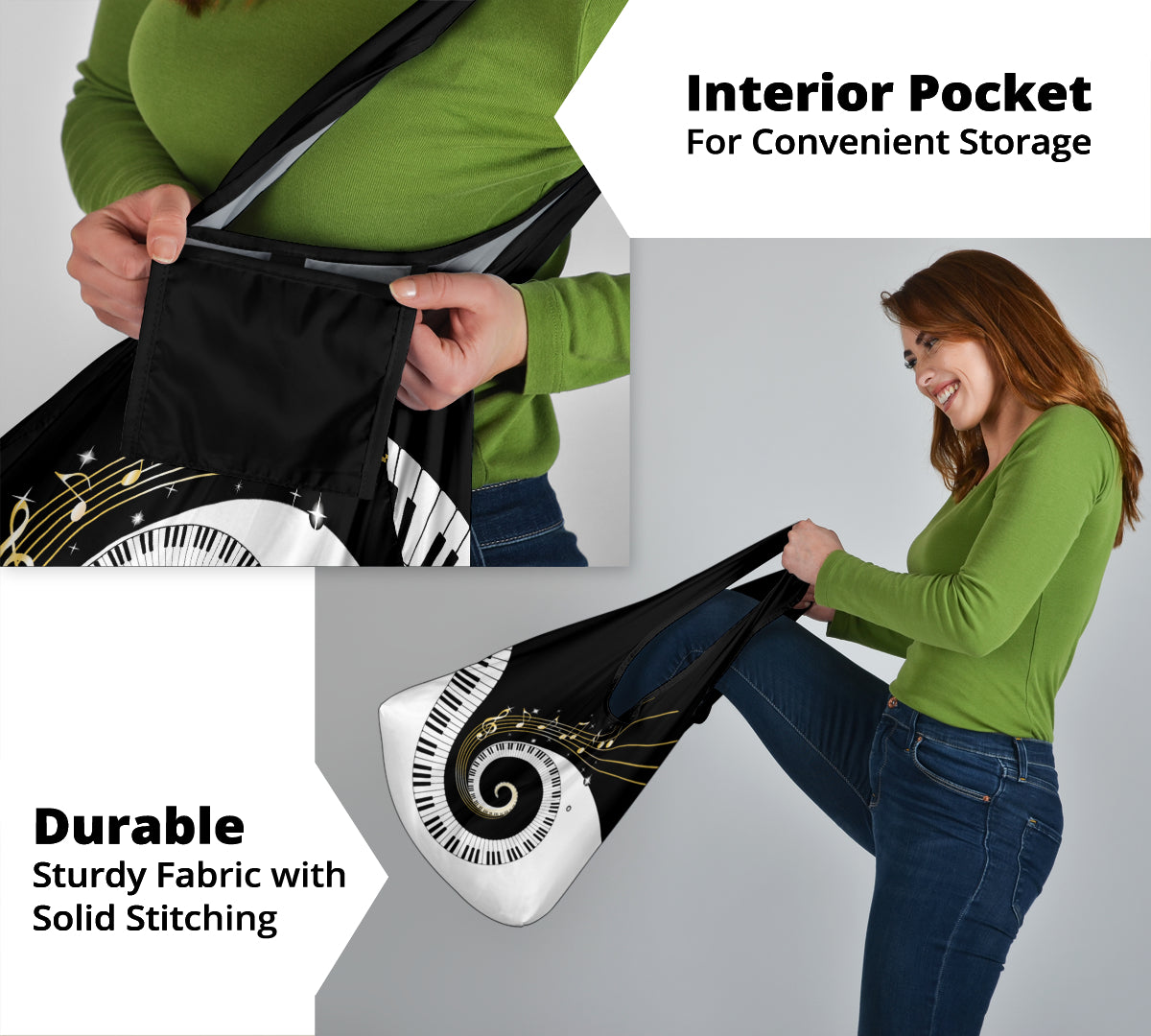 Piano Art Music Grocery Bag 3-Pack