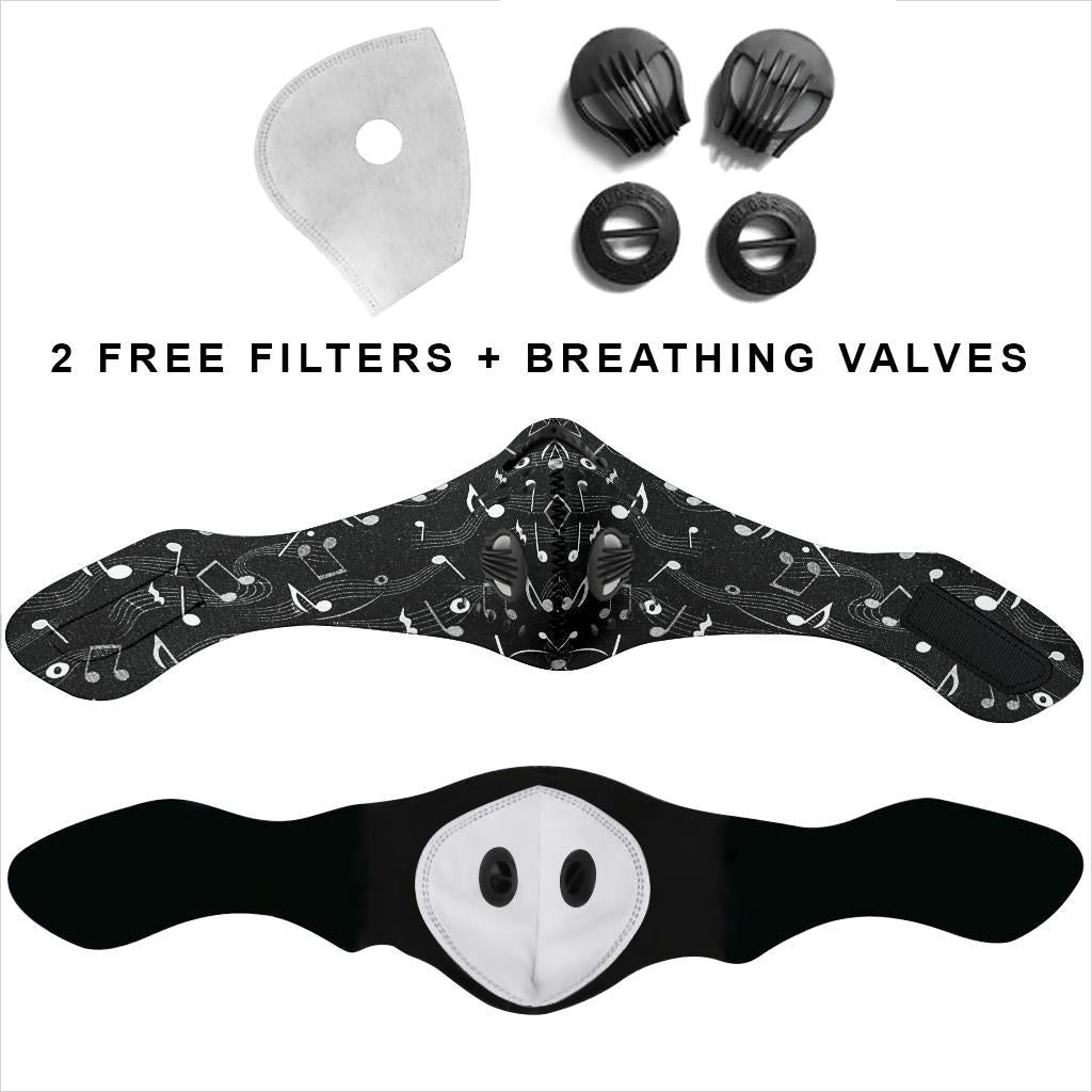 Music Notes Black Premium Face Mask