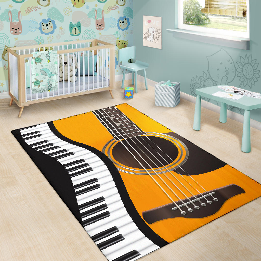 Piano Keys And Guitar Area Rug