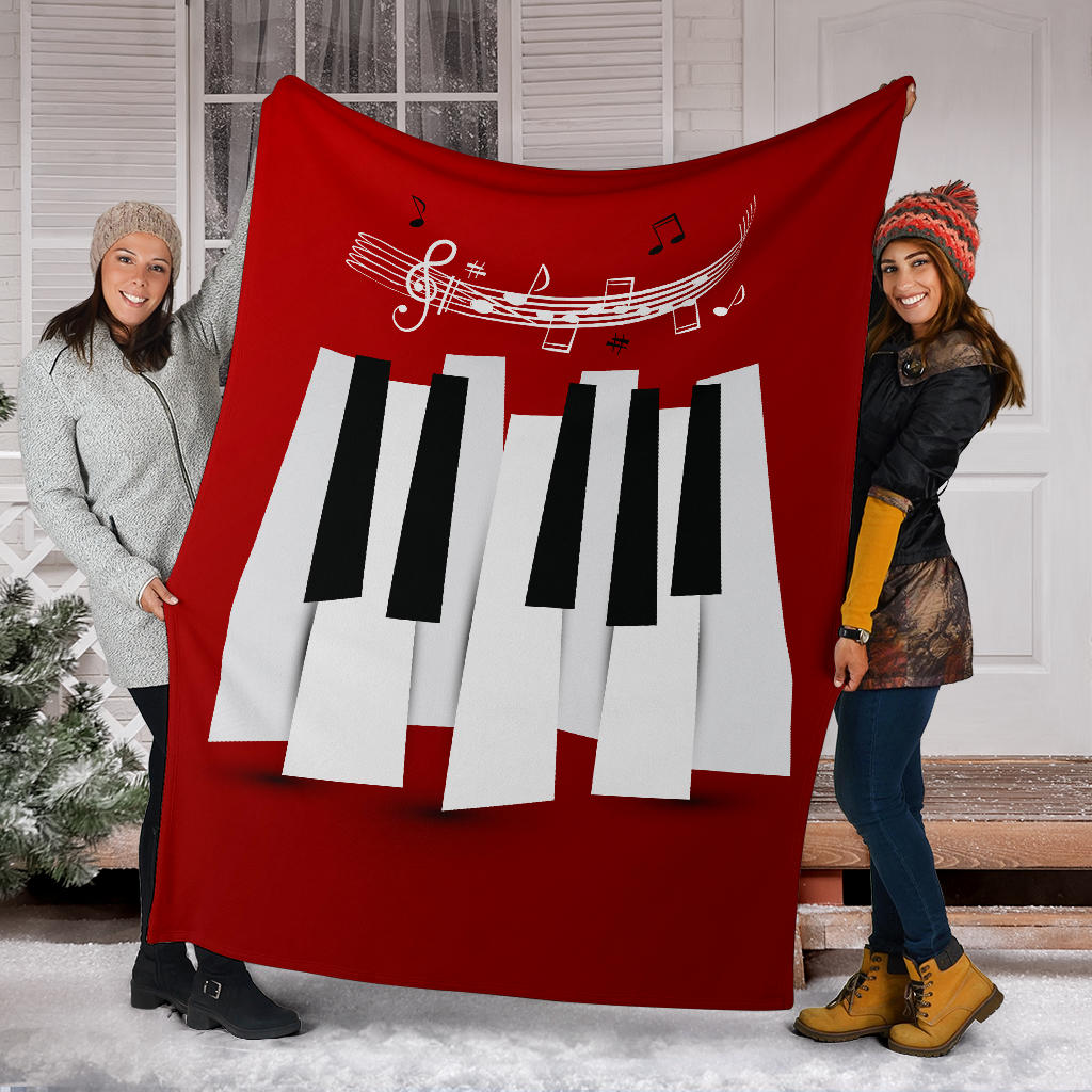 Piano  Key And Musical Notes Premium Blanket