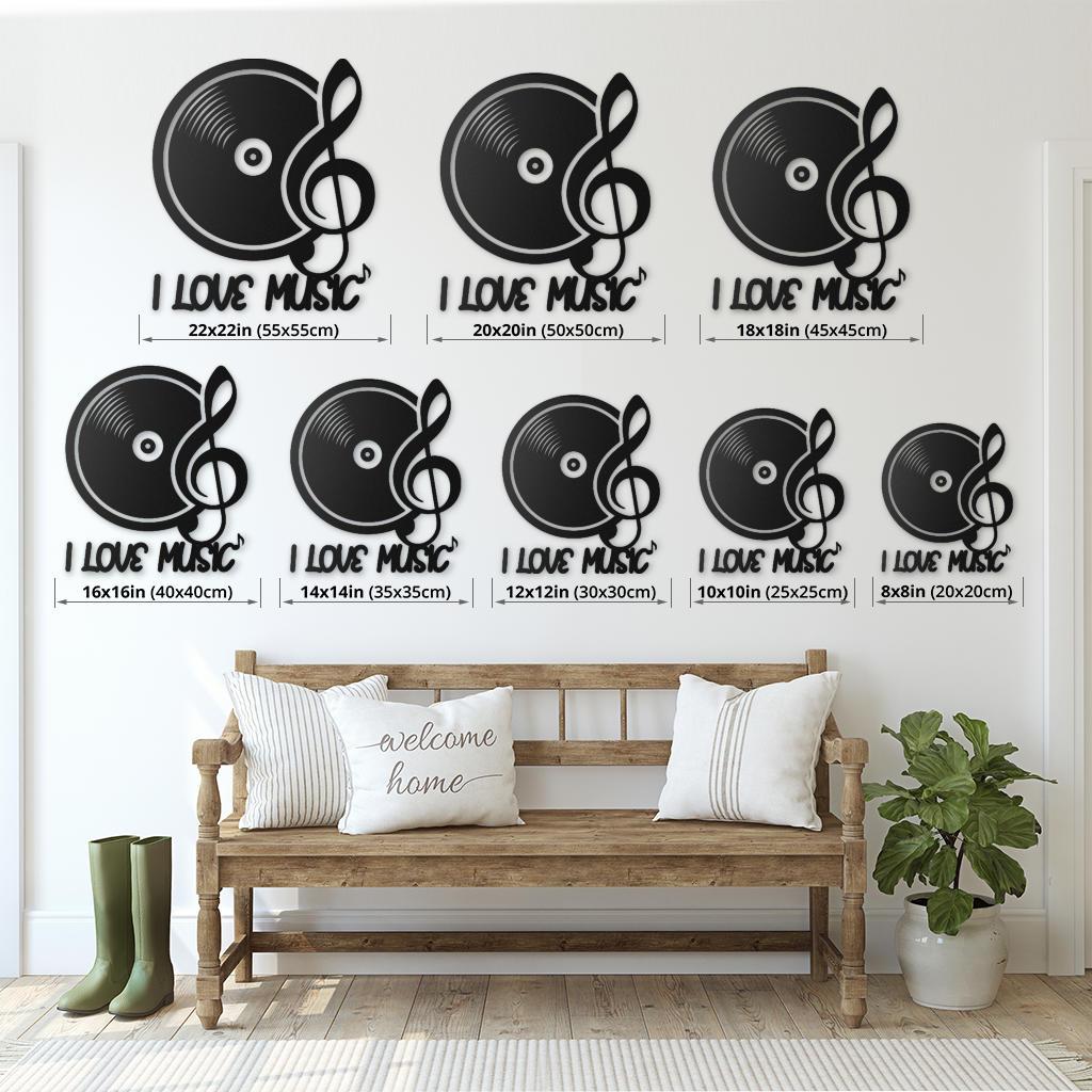 I Love Music Metal Sign