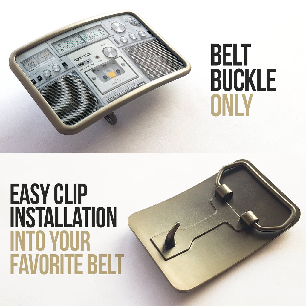 White Stereo Belt Buckle