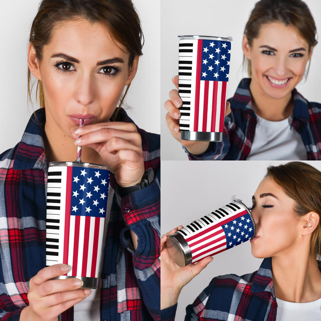 American Flag Piano Keys Tumbler - { shop_name }} - Review