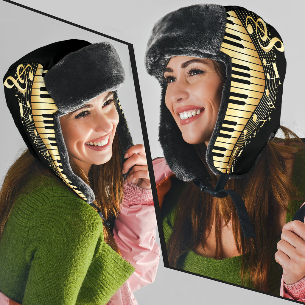 Piano Art Musical Notes Trapper Hat