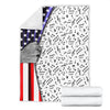 Music Notes American Flag White Blanket