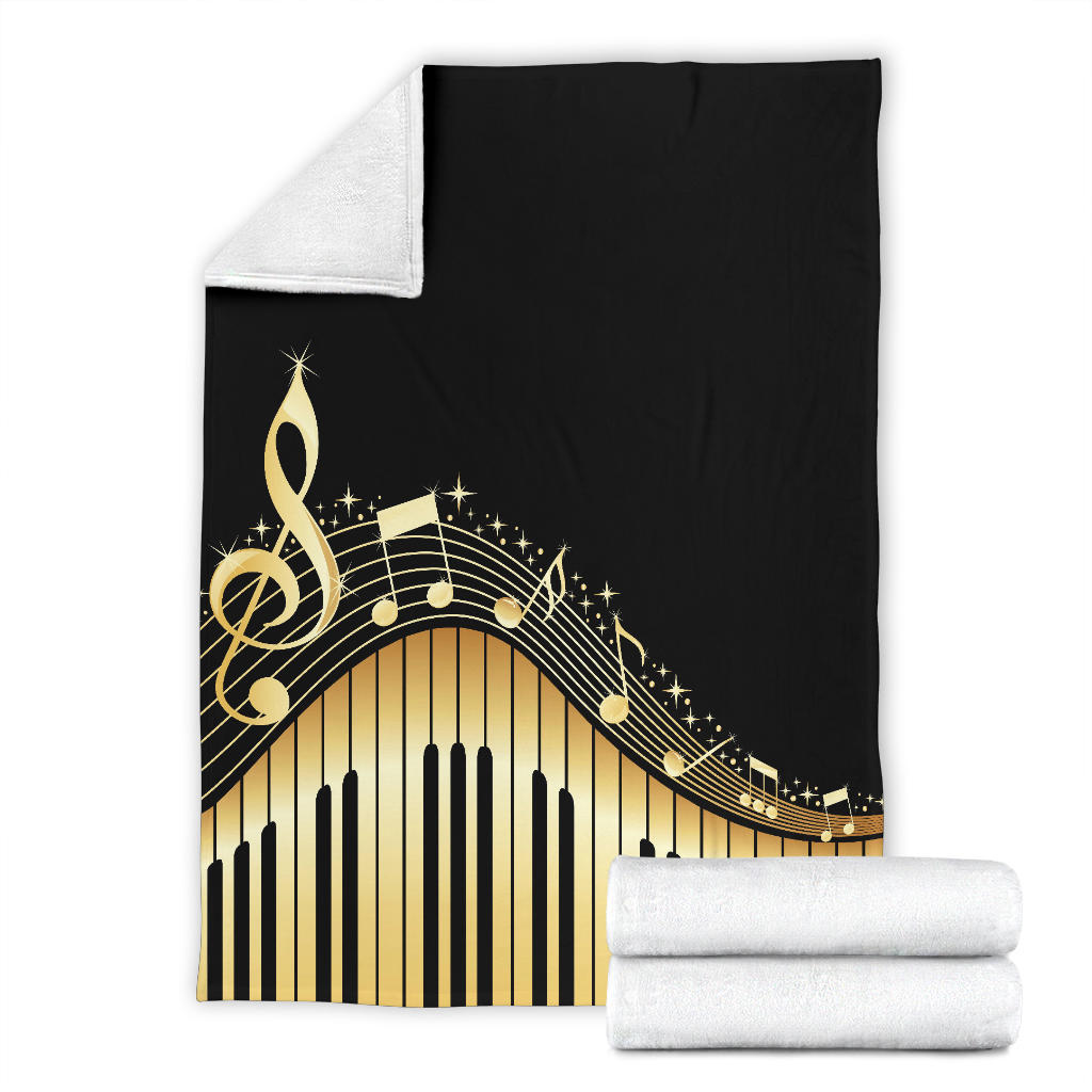 Piano Keys With Musical Notes Premium Blanket