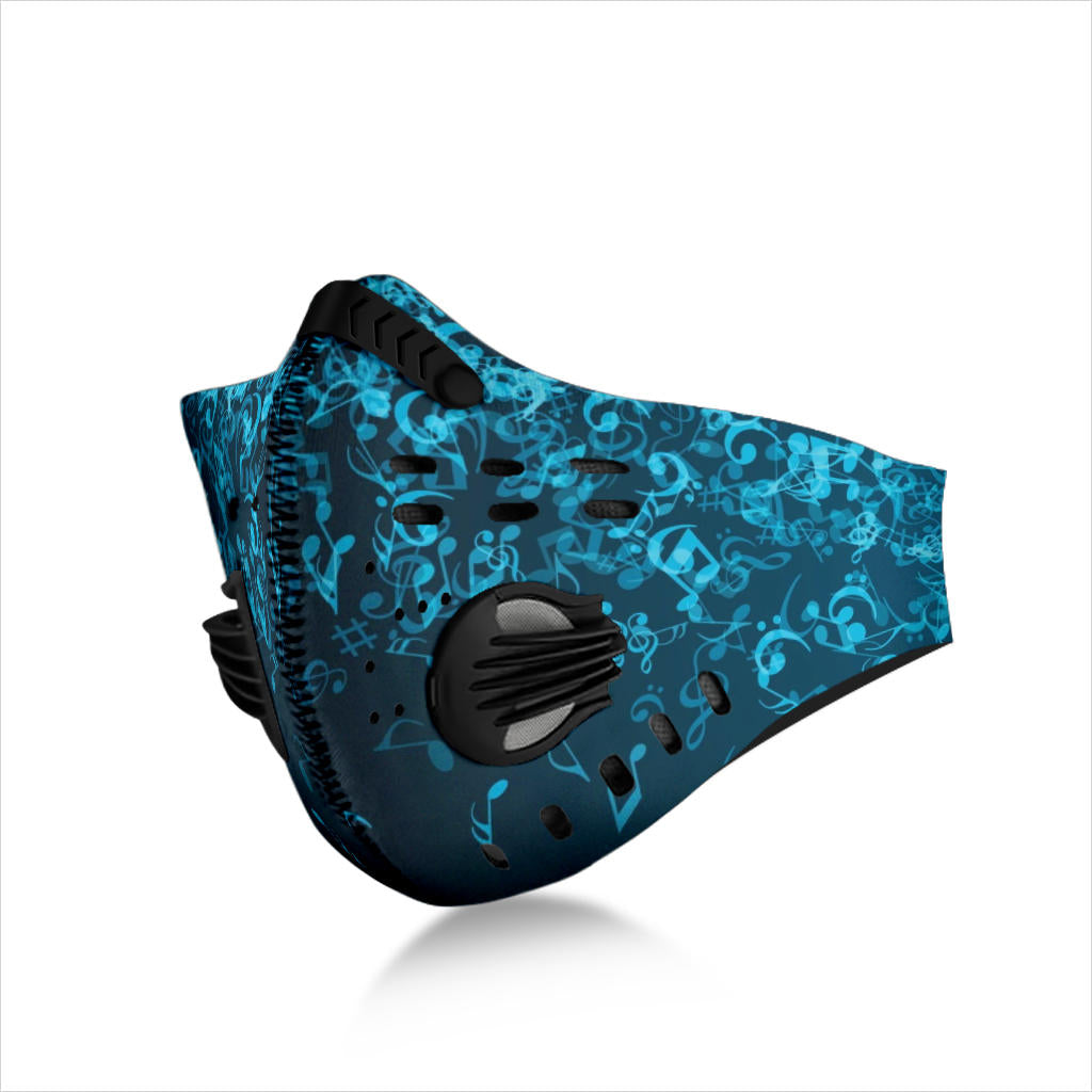 Music Notes Blue Premium Face Mask