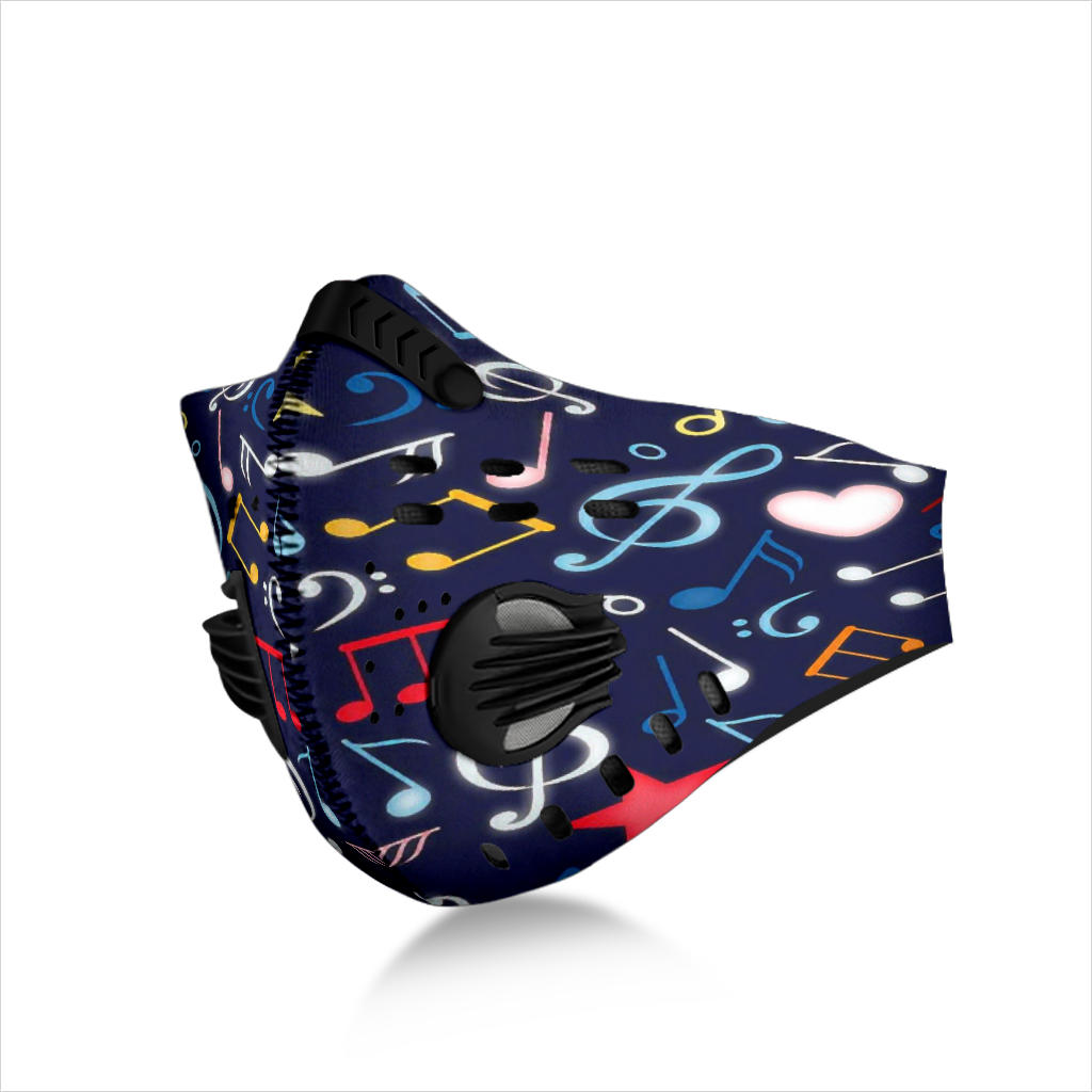 Colorful Music Notes Blue Premium Face Mask