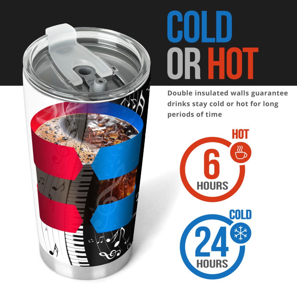 Piano Keys With Musical Notes Tumbler