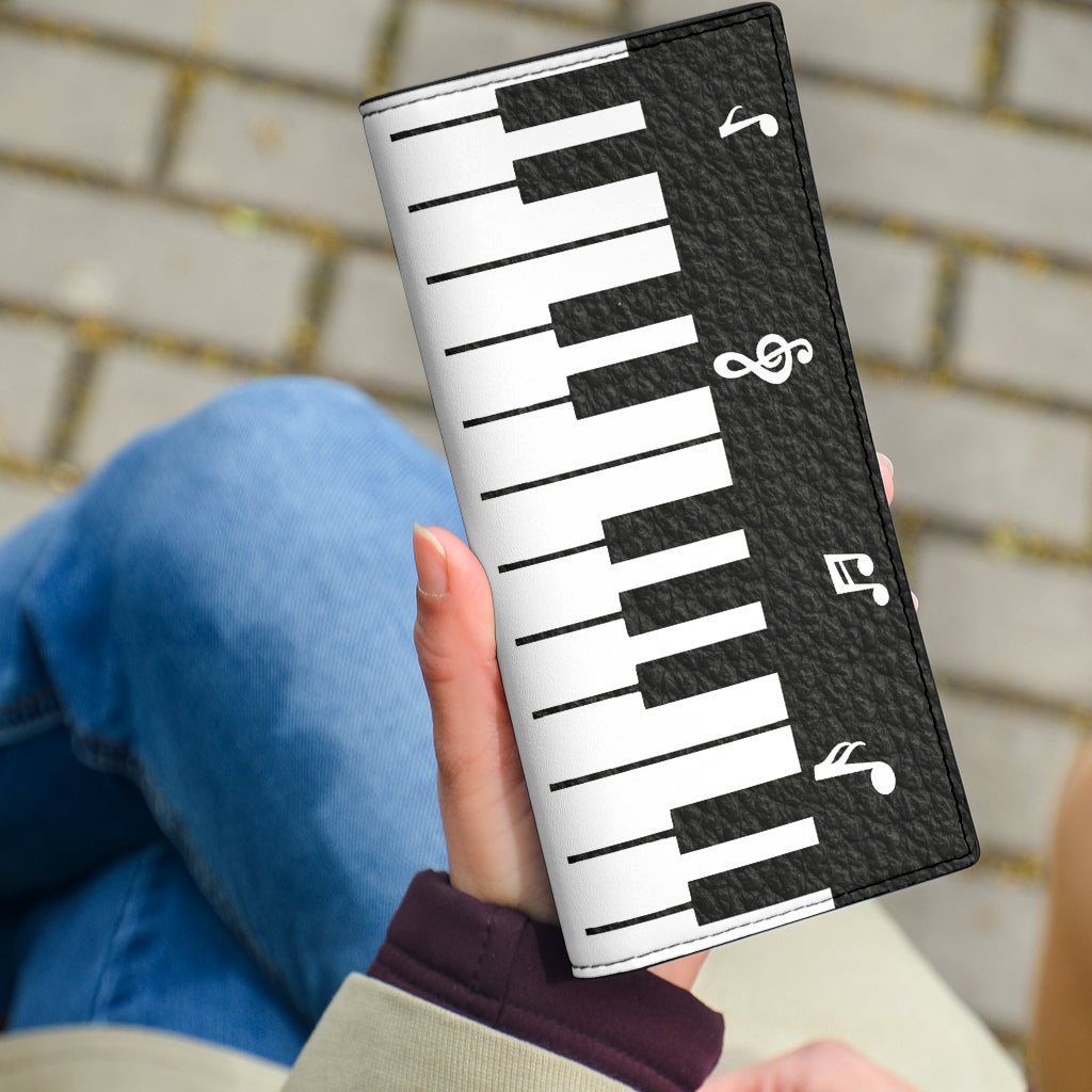 Piano Music Notes Leather Wallet
