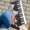 Piano Keys Fur Leather Wallet