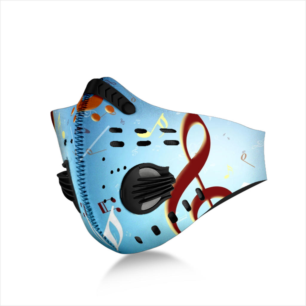 Music Notes Light Blue Premium Face Mask