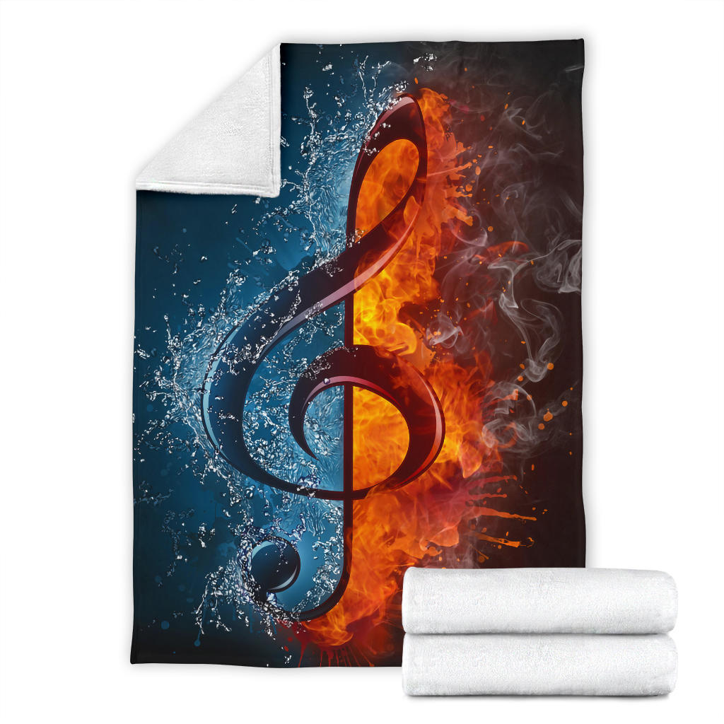 Treble Clef Ice And Fire Premium Blanket