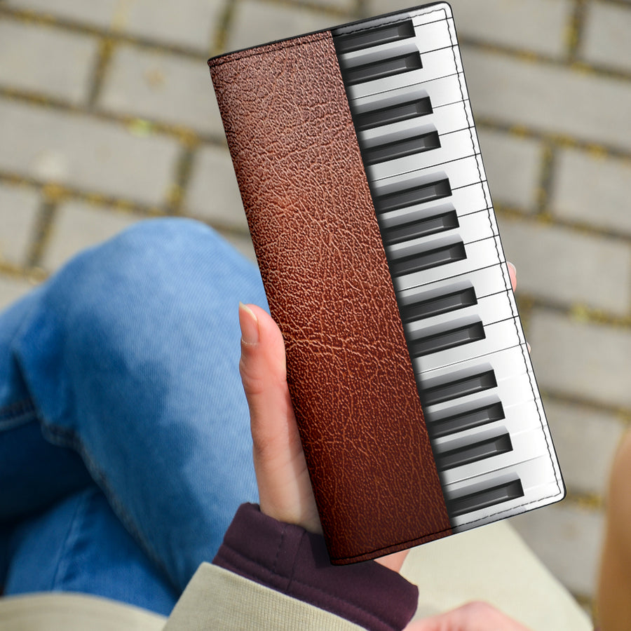Piano Keys Red Leather Wallet