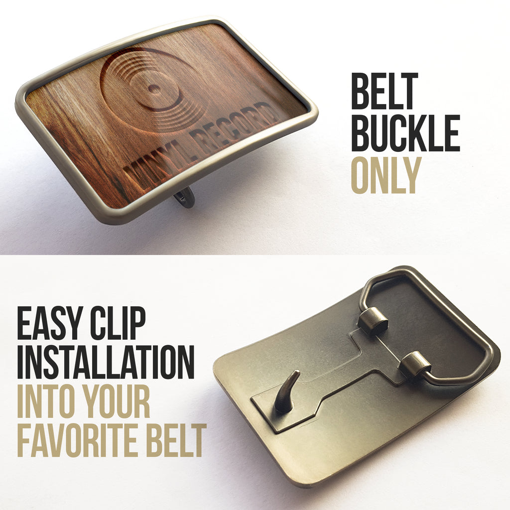 Wood Vinyl Record Belt Buckle