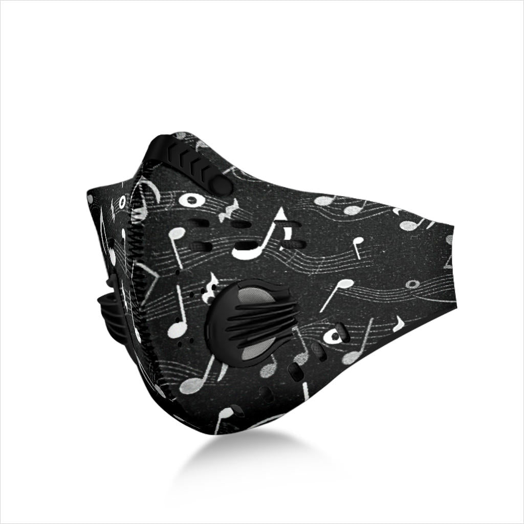 Music Notes Black Premium Face Mask