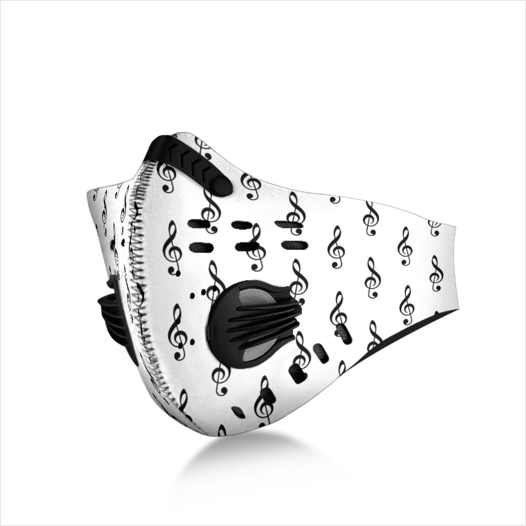 Music Notes White Premium Face Mask