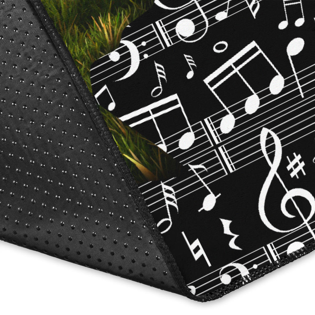 Piano And Music Black Area Rug