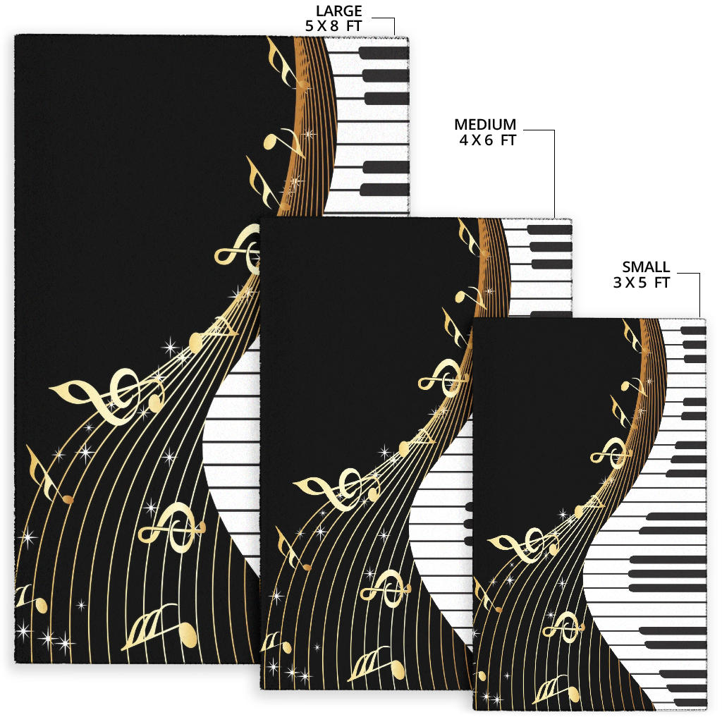 Piano Key And Music Notes Area Rug