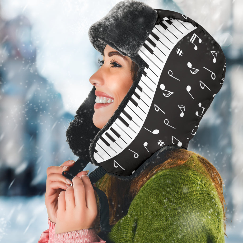 Piano Keys And Music Notes Trapper Hat