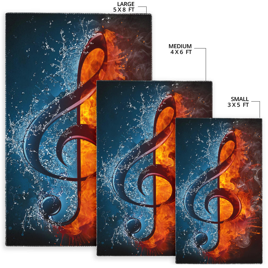 Treble Clef Ice And Fire Area Rug