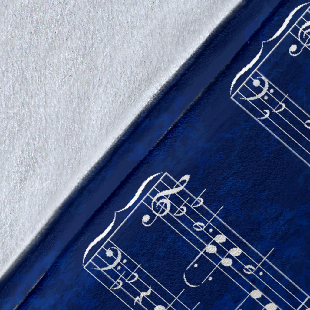 Piano Keys And Blue Sheet Music Blanket