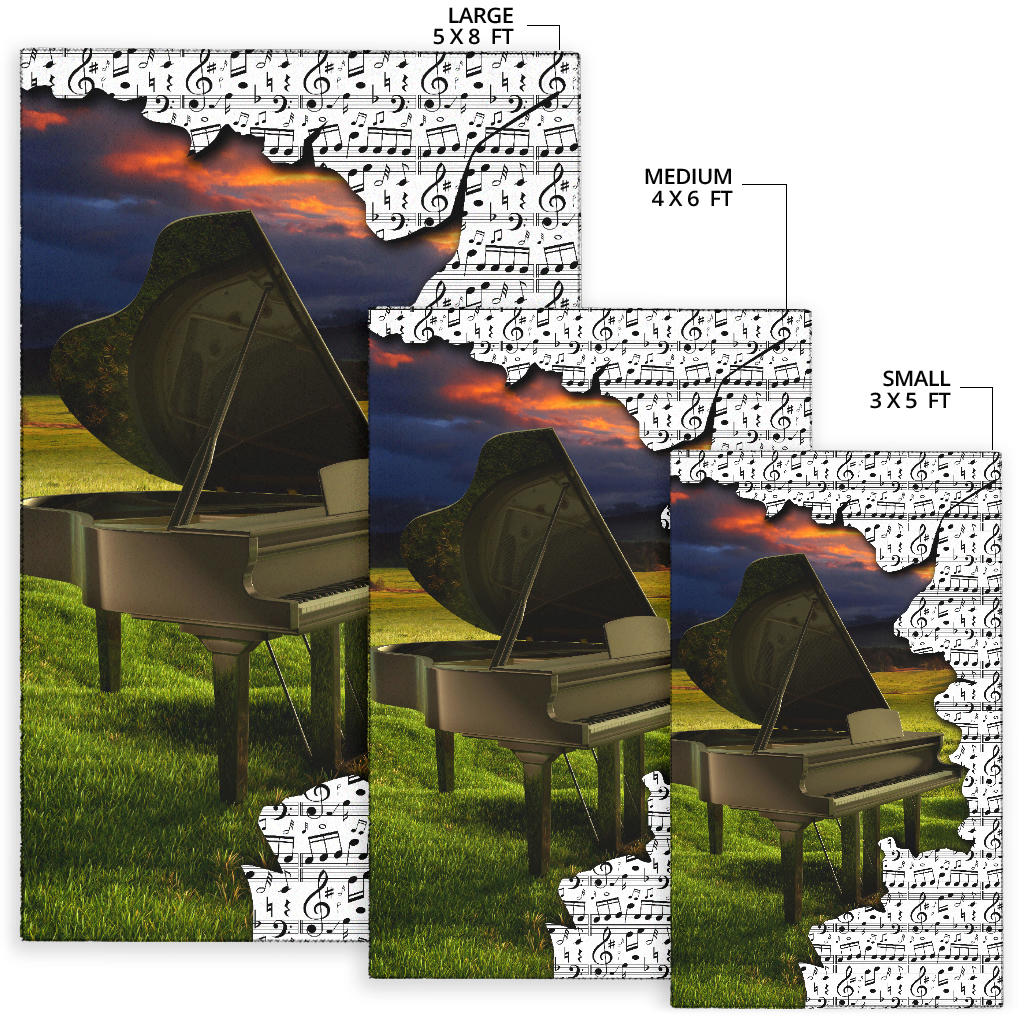 Grand Piano And Music Area Rug