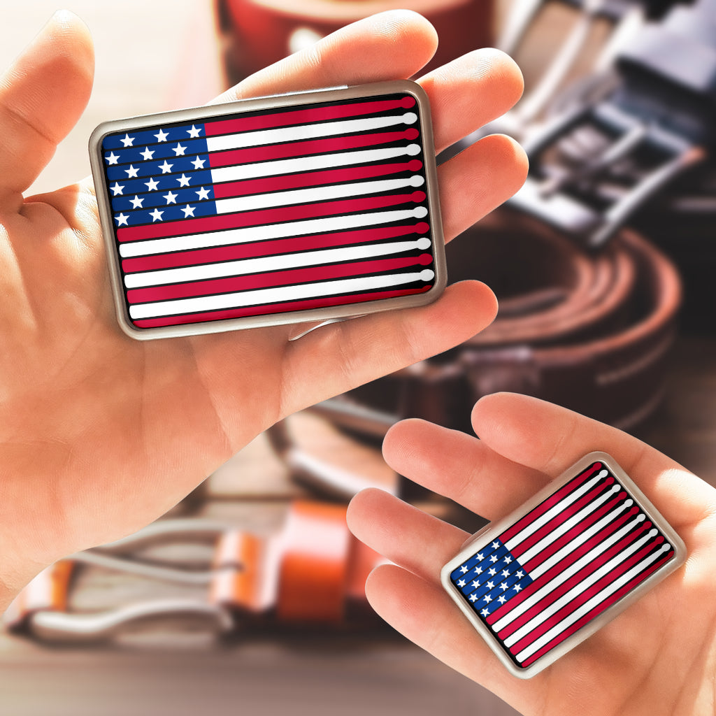 Stunning American Flag Drum Belt Buckle