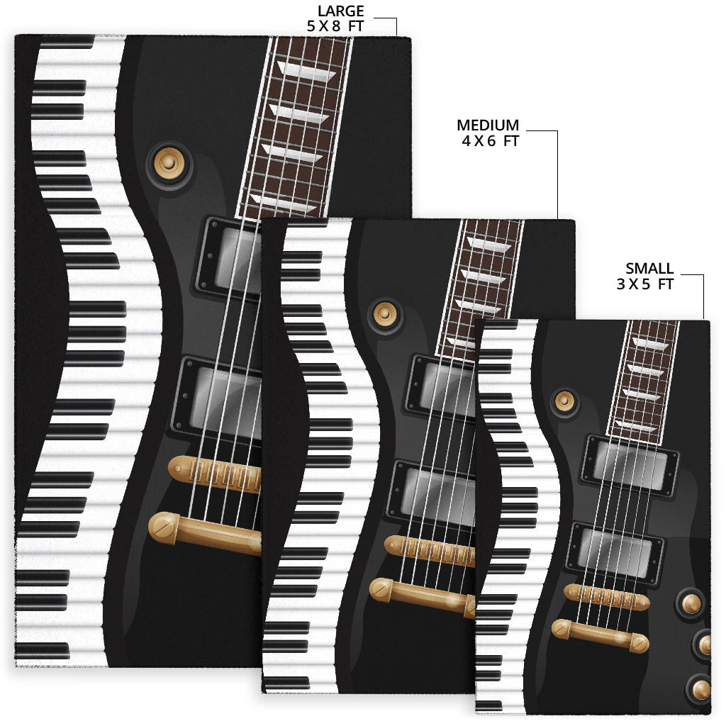 Piano And Black Electric Guitar Area Rug