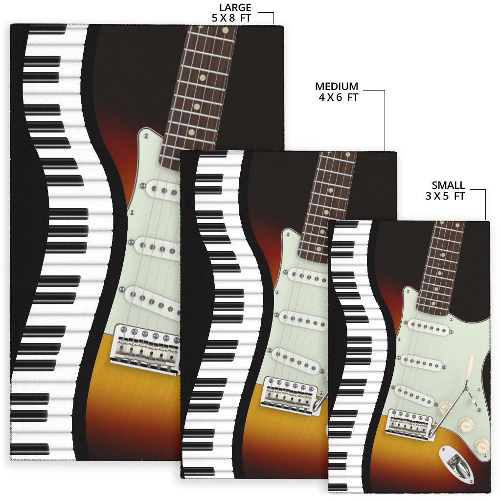 Electric Guitar With Piano Area Rug