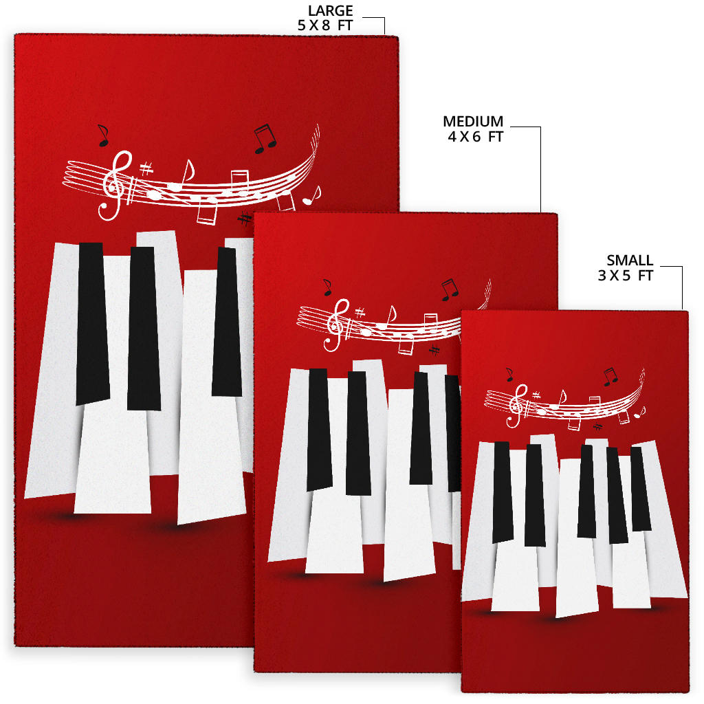 Piano Key And Musical Notes Area Rug