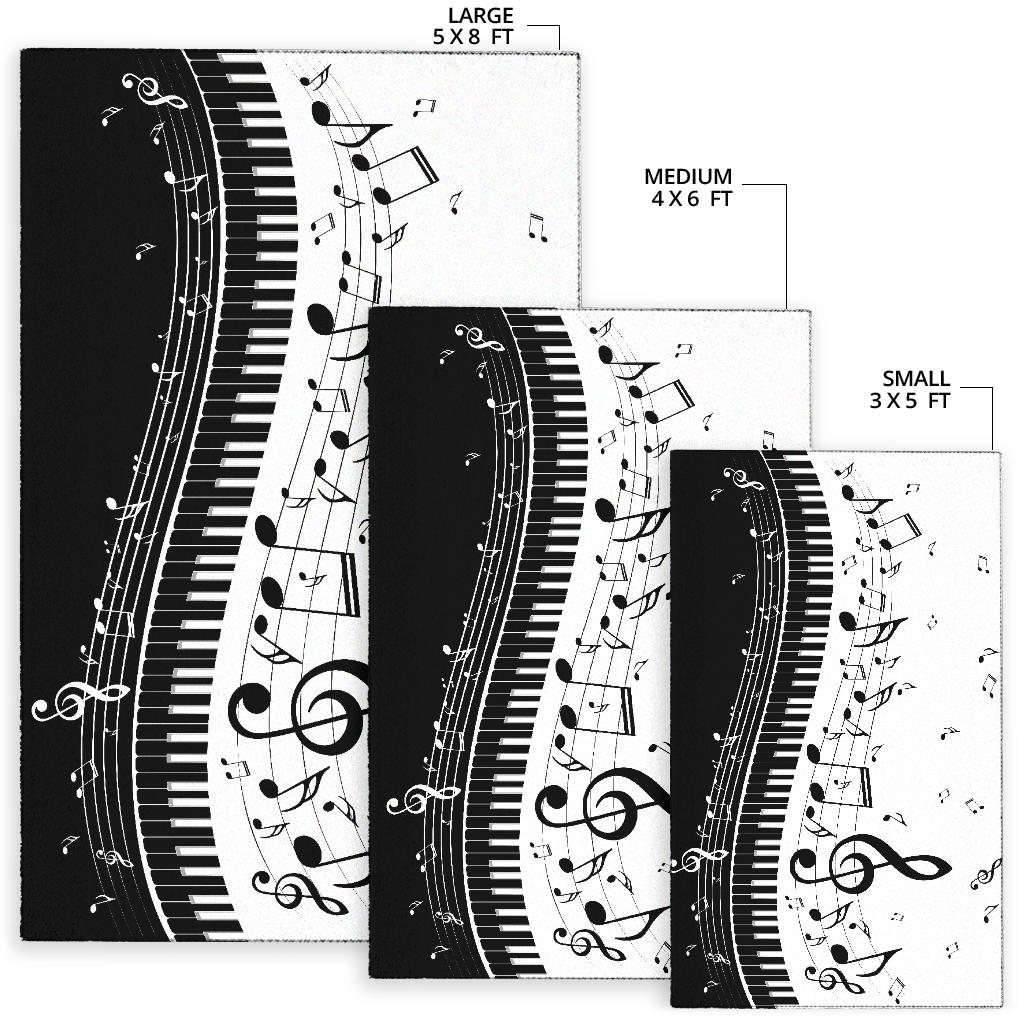 Piano Keys And Music Notes Area Rug