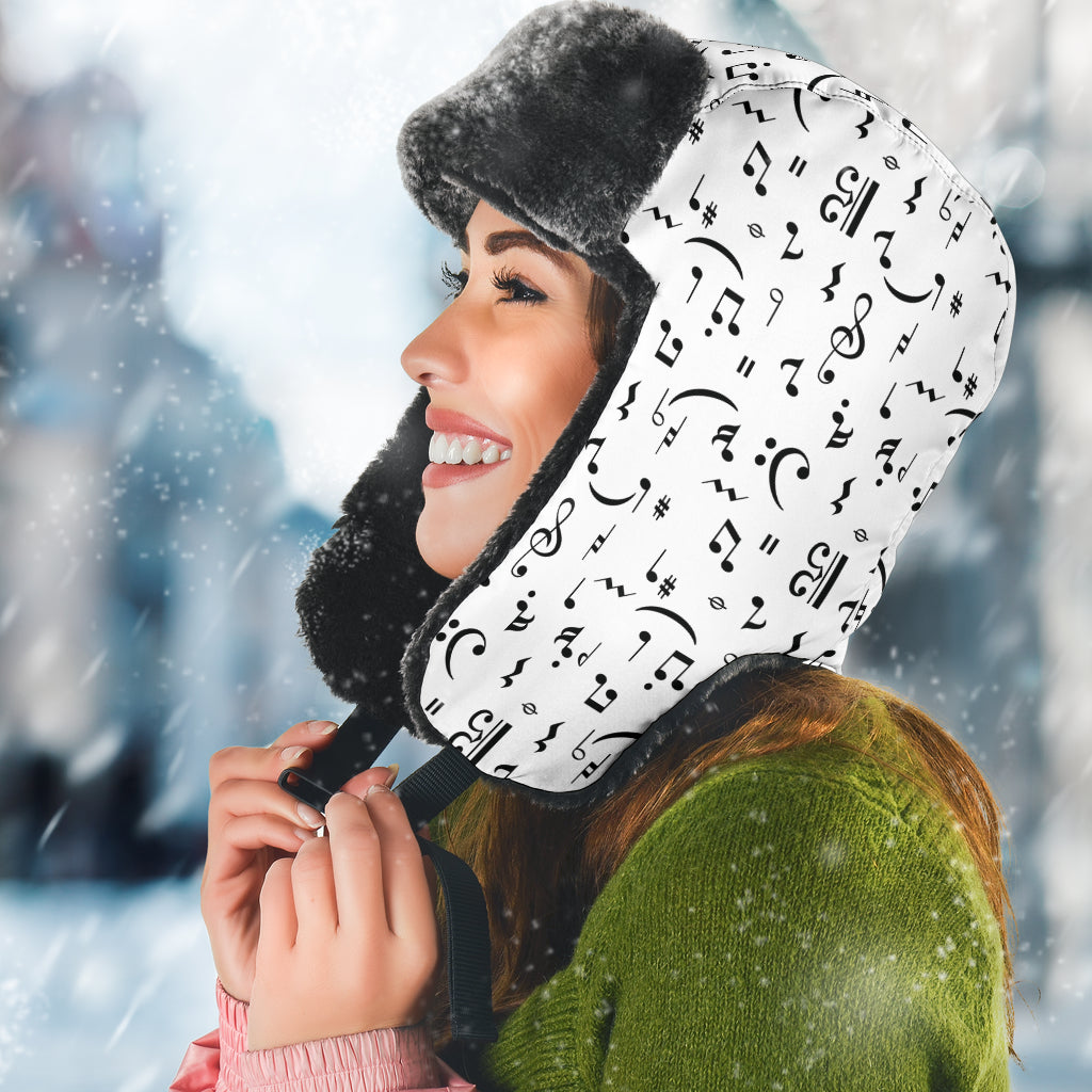 Musical Seamless White Trapper Hat