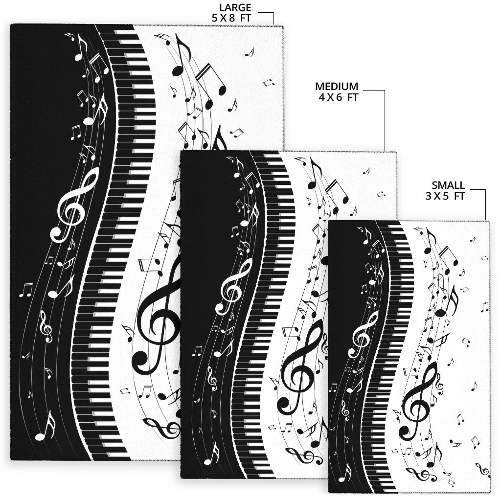 Piano With Musical Notes Area Rug