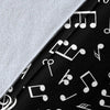 Piano Keys & Music Notes Black Blanket