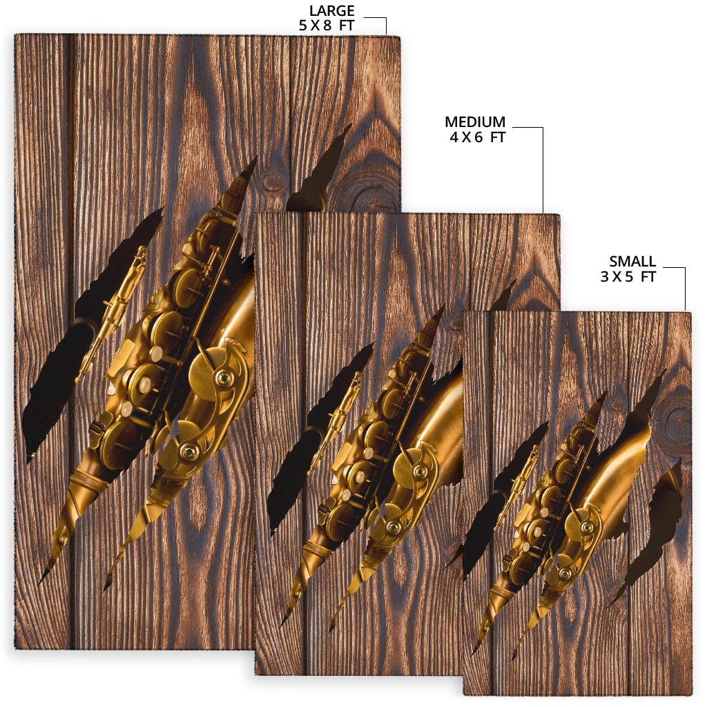 Wood Saxophone Area Rug