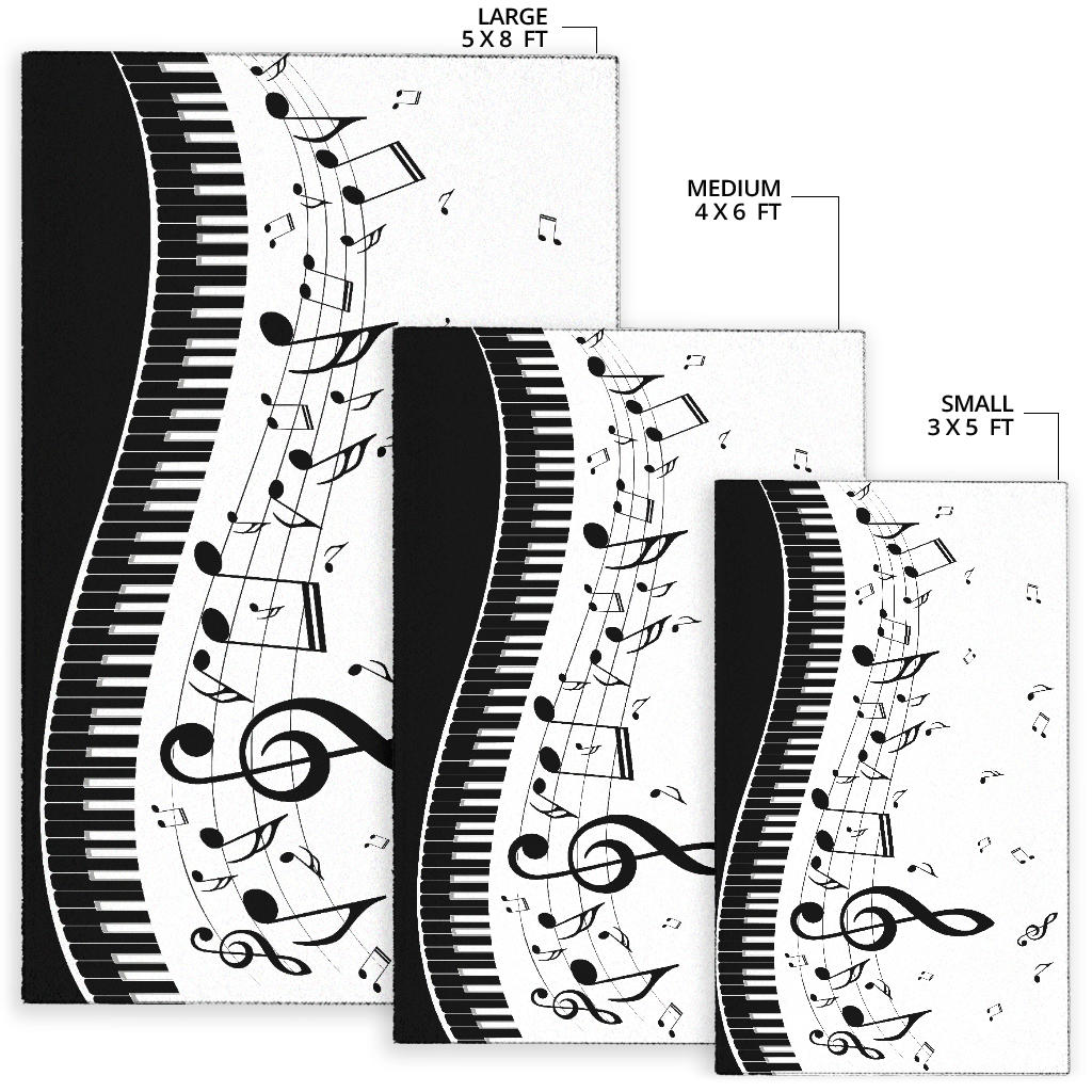 Music Notes And Piano Keys Area Rug