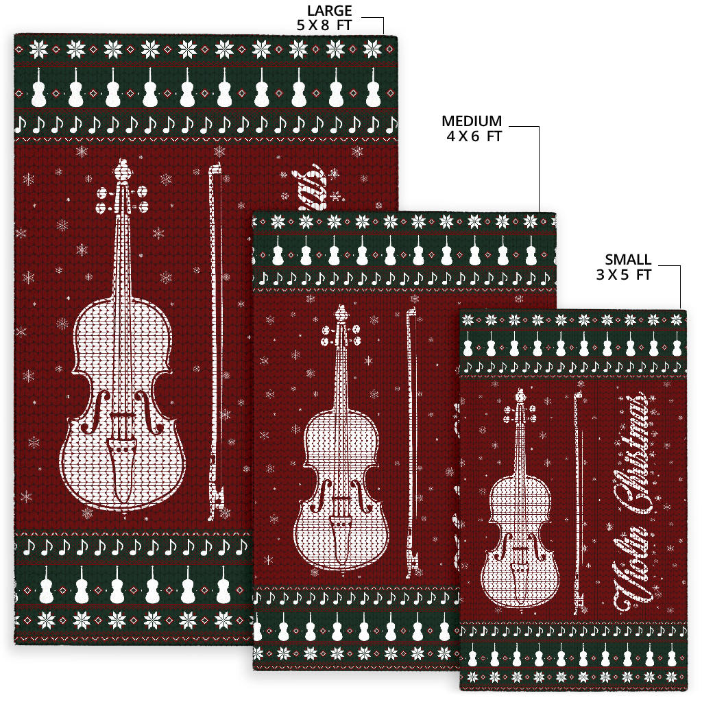 Violin Christmas Snowflake Area Rug