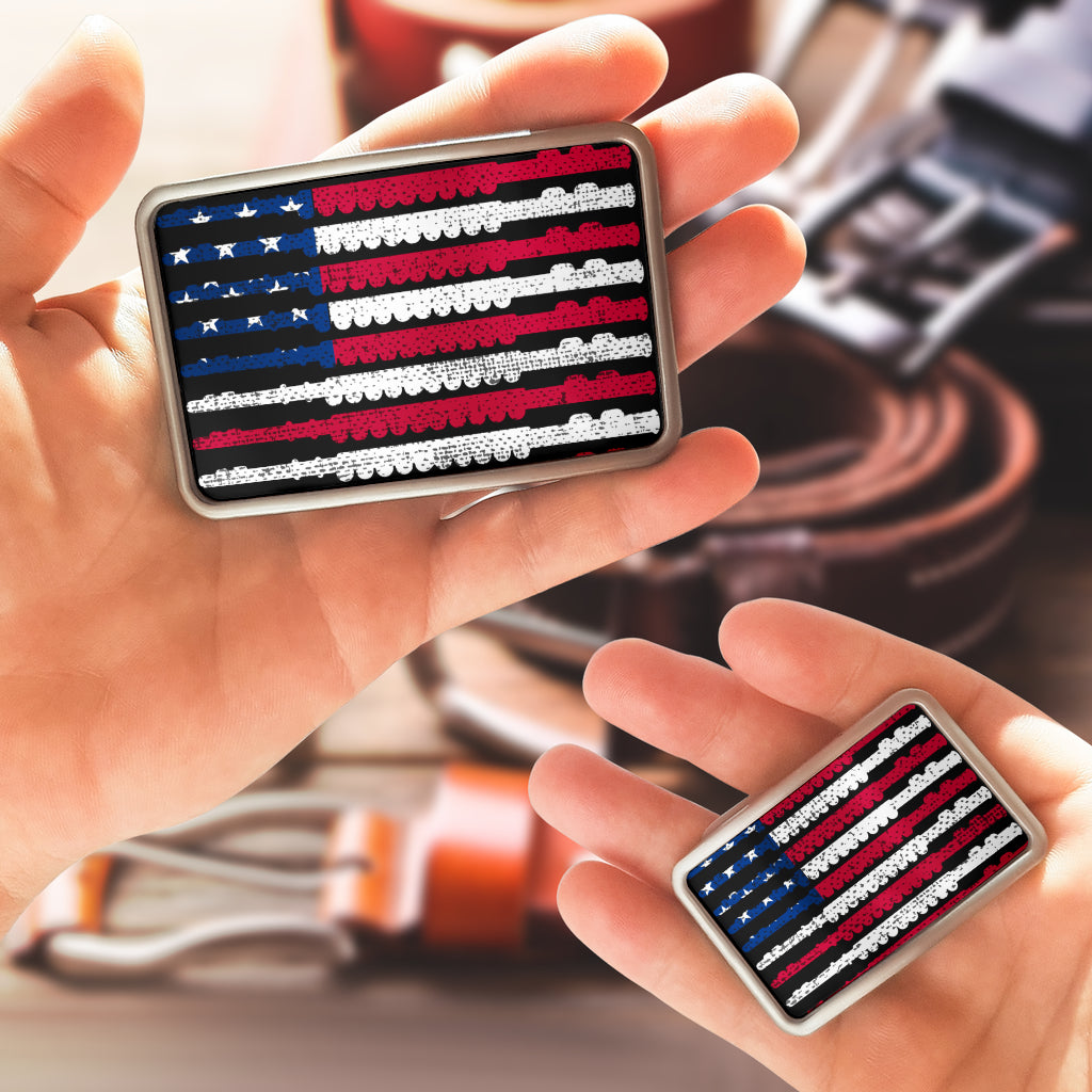Stunning American Flag Flute Belt Buckle