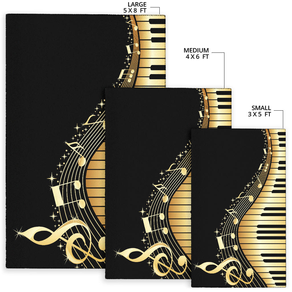 Piano Keys With Music Notes Area Rug